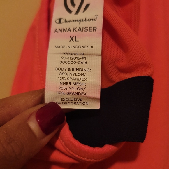 Champion Anna Kaiser Pink Blue Coral Salmon Backless Tank Activewear Top Shirt - Picture 5 of 6